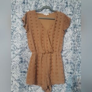 Brown Textured Women's Romper